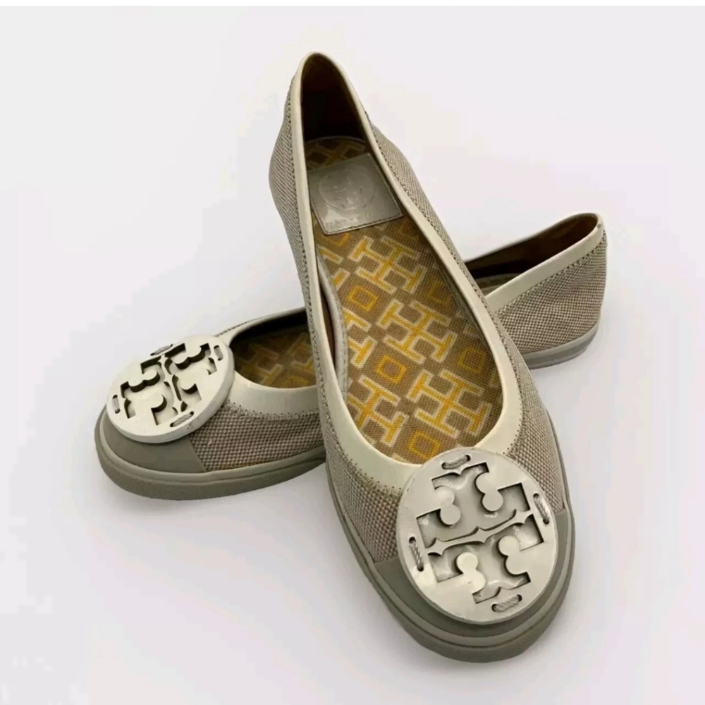Tory Burch Channing Womens 7.5 M Beige Slip On Sneakers Flats Shoes